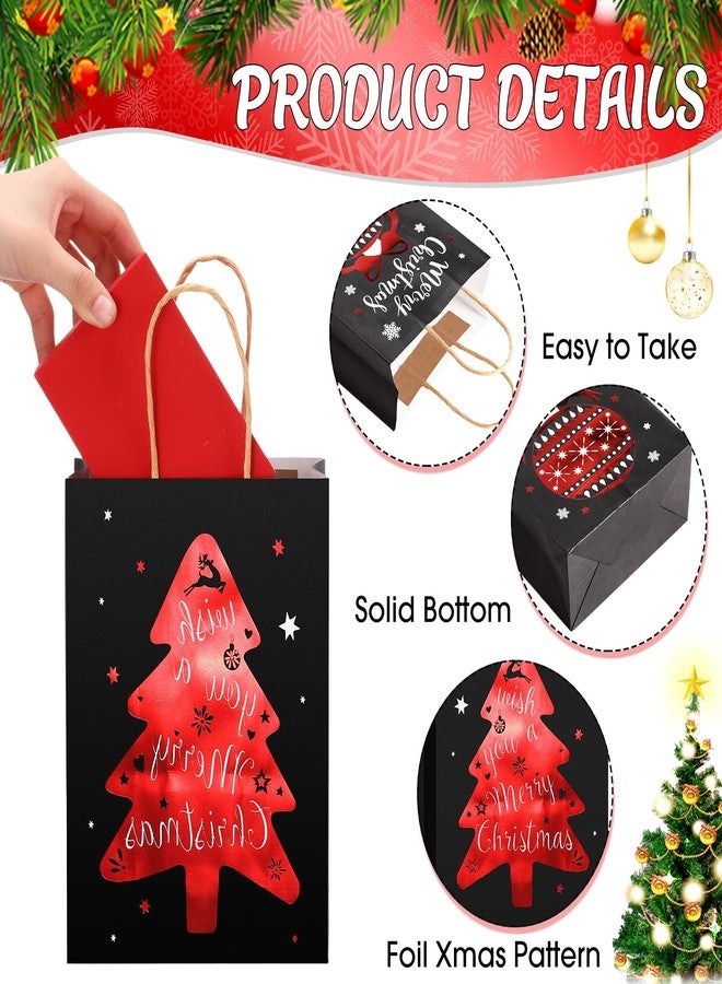 Containlol 24 Pcs Christmas Paper Gift Bags with Handles Foil Xmas Kraft Paper Favor Bags Christmas Treat Bags Black Gold Glitter Candy Goodie Bags for Holiday Party Favors Decor Supplies - Image 3